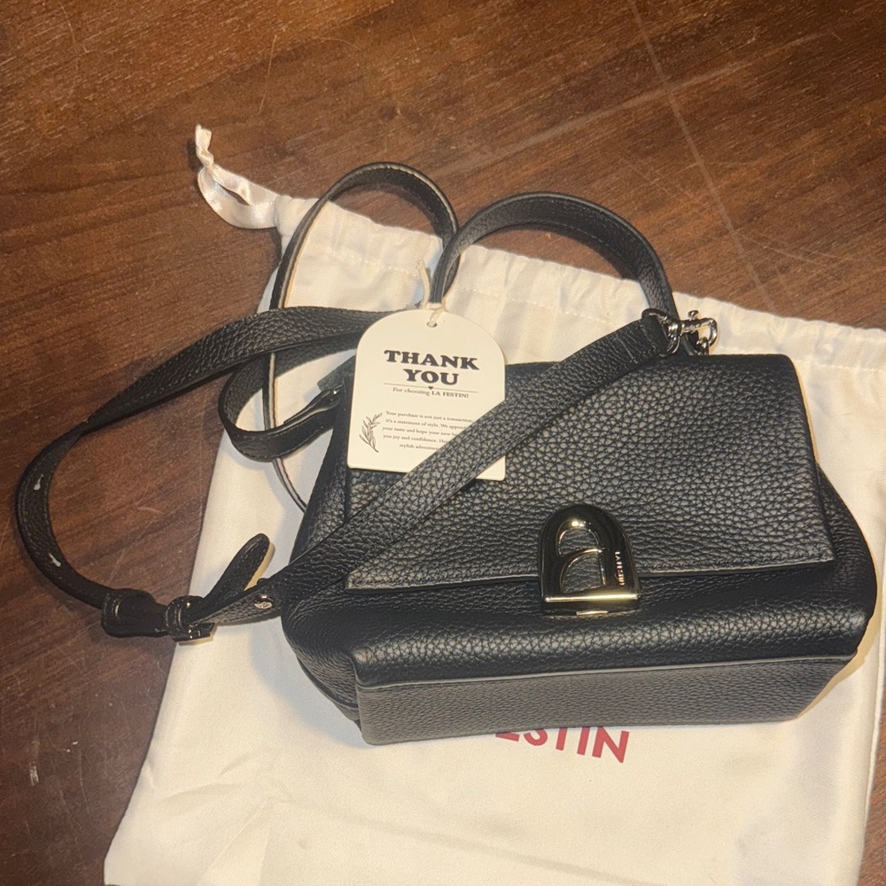 LA FESTIN Blk Pebble Leather Women's Bag